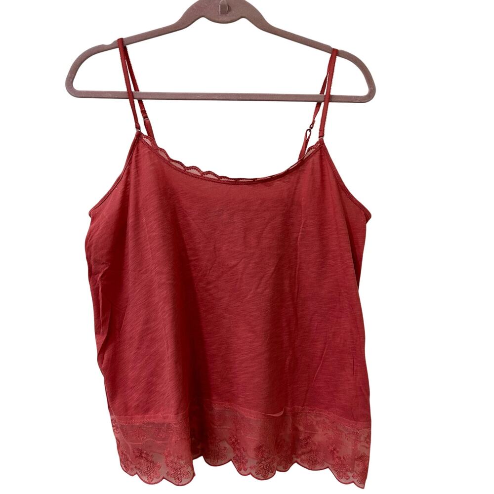 American Eagle Women Sz Large Pink Lace Cami Tank Top Y2K Preppy Fairy Coquette